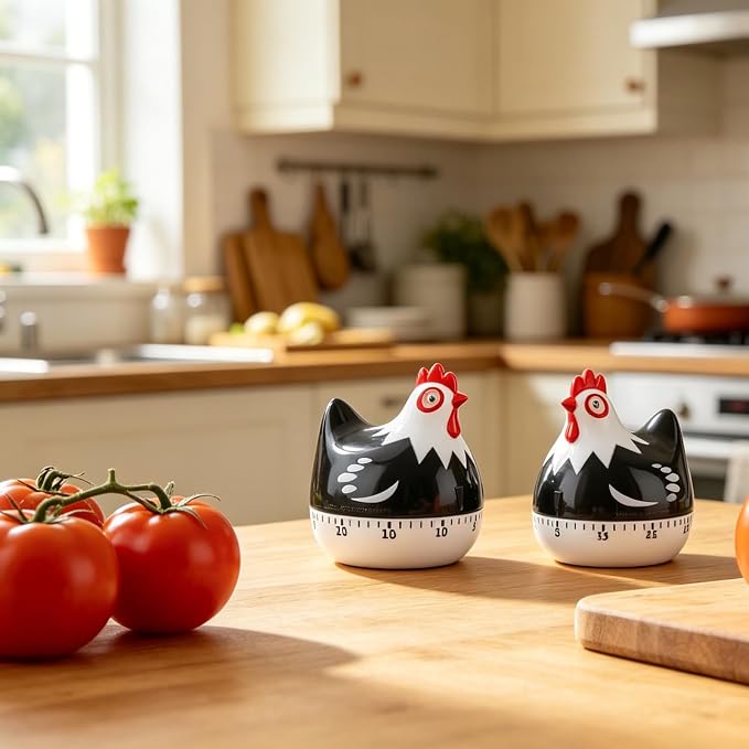 Joyzan Chicken Cartoon Kitchen Timer, Chick Hen Pattern Baking Countdown Mechanical Rotating Loud Alarm Mini Counters Timing Reminder Lovely Cute Manual Egg Animal Time Management Clock Home Study