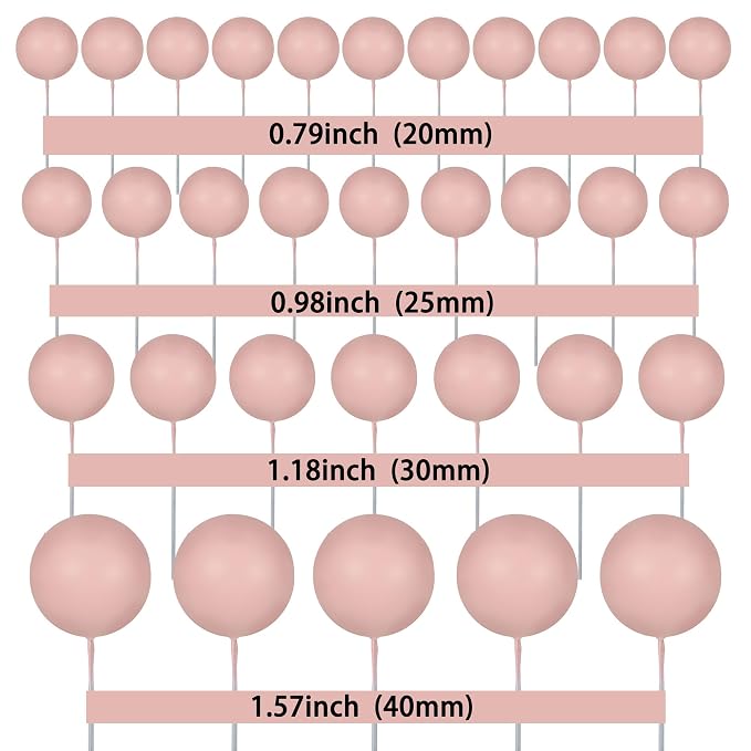 Gyufise 30Pcs Balls Cake Toppers Ball Cake Picks Foam Ball Shaped Cupcake Toppers Mini Balloons Baby Shower Cake Decorations for Wedding Enaggement Bridal Shower Birthday Party Supplies Dark Nude