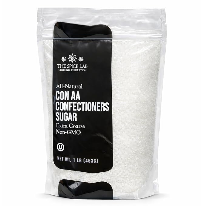 White Sparkling Sanding Sugar Crystals, (1 Lb ) Extra Coarse Grain, add a Sweet Crunch to Baked Goods, Bright White, High Sparkle When Baked, Holds up under Heat, Non-GMO, Gluten Free, Premium Quality Pure Cane Sugar No Confectioners Wax. By The Spice Lab