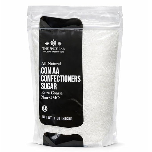 White Sparkling Sanding Sugar Crystals, (1 Lb ) Extra Coarse Grain, add a Sweet Crunch to Baked Goods, Bright White, High Sparkle When Baked, Holds up under Heat, Non-GMO, Gluten Free, Premium Quality Pure Cane Sugar No Confectioners Wax. By The Spice Lab