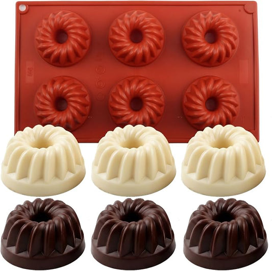 6 Cavity Fluted Cake Pan Silicone Chocolate Molds For Candy Chocolate Baking Cupcakes Donuts