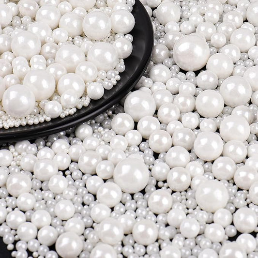 White Pearl Sprinkles for Cake Decorating, 130g/4.6oz Edible Pearl Sprinkles, Baking Cupcakes, Donuts, Macarons Baking Toppings