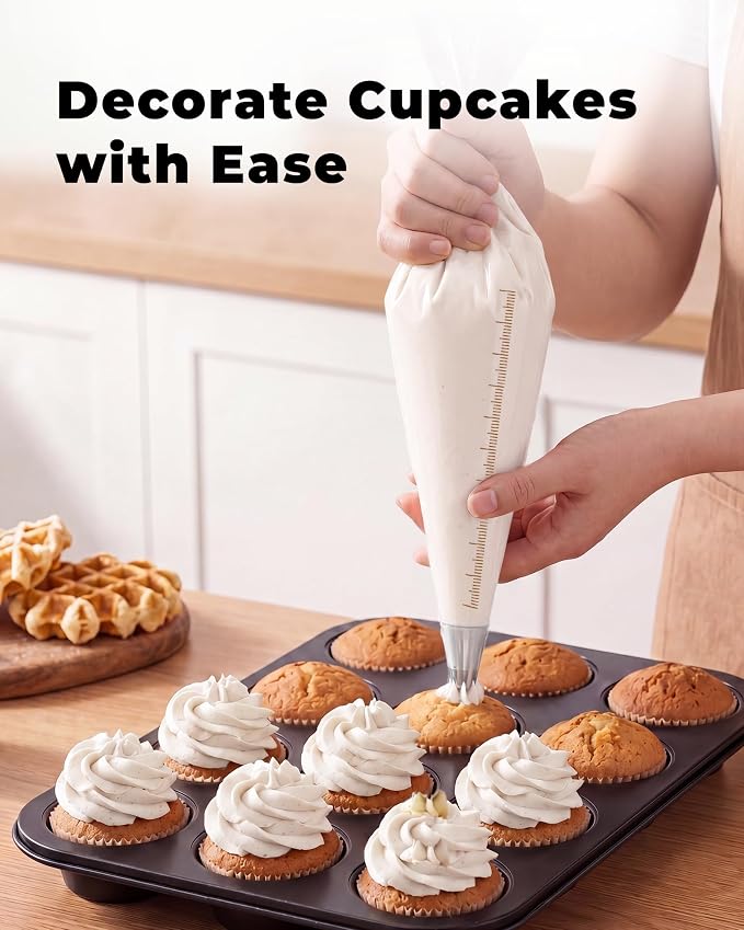 Bake Choice 18 Inch Piping Bags, 100PCS Thickened Disposable Pastry Bags, Large Capacity, Anti Burst Icing Bags for Cream Frosting, Non-slip Frosting Bags, Cake & Cookie Decorating Supplies
