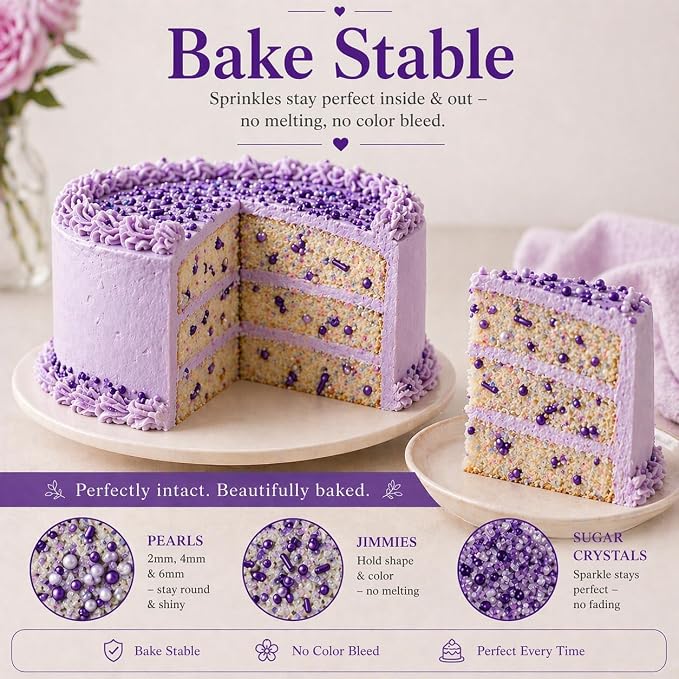 Confect Sprinkles for Cakes & Cupcakes – Fall Bash Purple Sprinkles – Edible Cake Topping for Cupcakes, Cookies, Desserts – Celebration Baking Decoration – Vegan, Gluten-Free, Nut-Free, Soy-Free, Dairy-Free , Handcrafted Sprinkle – 5 Oz