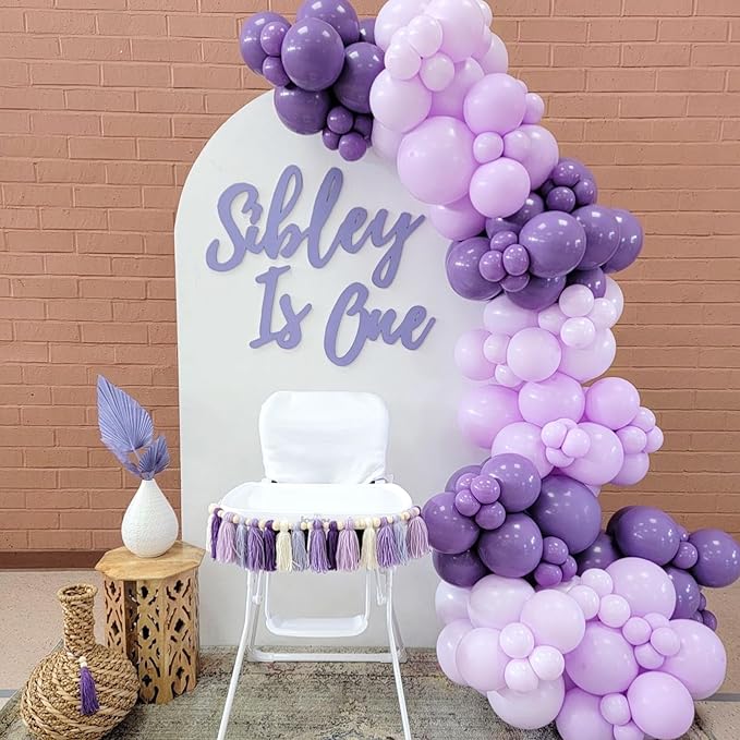120pcs Pastel Purple Balloons, 18 12 10 5 inch Light Purple Balloons Different Sizes Purple Balloon Garland for Baby Shower Gender Reveal Wedding Birthday Party Decorations