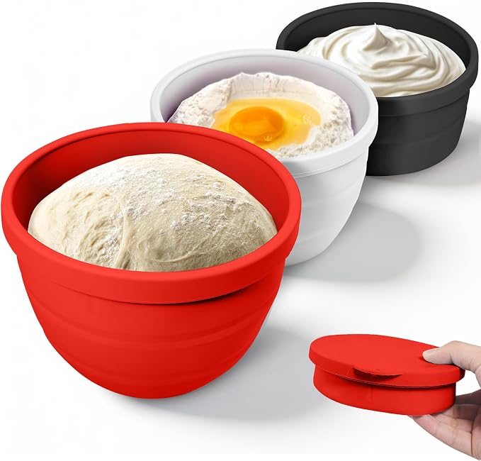 Forenee Collapsible Silicone Bowl Insert for KitchenAid 5Qt,3Pack | Ultra-Thick Stable Liner, Raised Splash-Guard Rim, Easy-Release, Dishwasher Safe, Space-Saving for Home