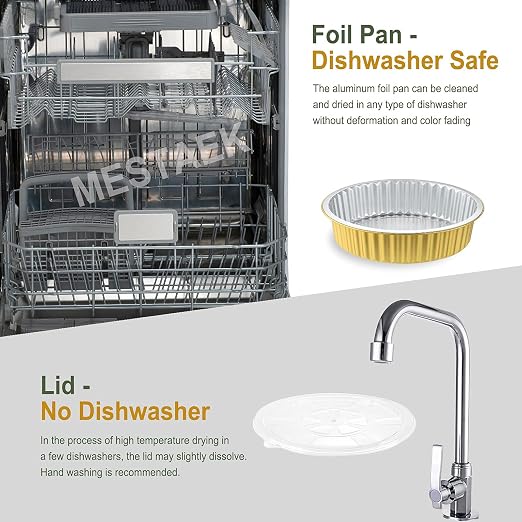 67oz Round Aluminum Foil Pans with Lids, 5 Pack | 10 Inch Round, 2 Inch Deep, Heavy Duty Foil, Ideal for Baking, Meal Prep and Food Storage