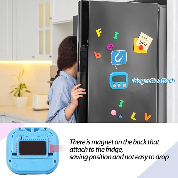 Leumoi 24 Pcs Digital Kitchen Timers Bulk Timer for Classroom Small Magnetic Timer On/Off Switch Countdown Loud Alarm for Cooking School Student Teacher Exercise Training Baking Work(Blue)