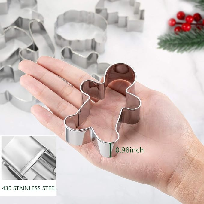 4Pcs Gingerbread Man Cookie Cutters, Size 4.5" 3.1" Ginger Boy and Girl Shaped Holiday Cookie Cutter Set, Stainless Steel Christmas Molds
