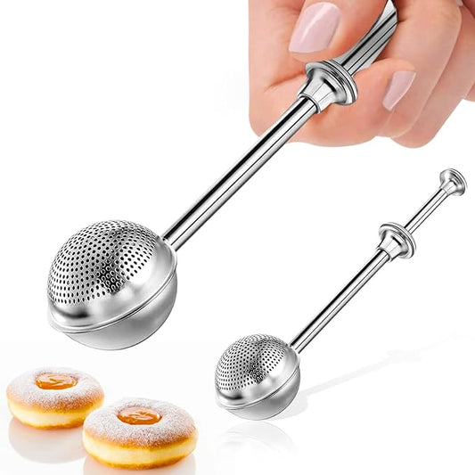Powdered Sugar Flour, Powdered Sugar Shaker Duster Flour Dispenser Shaker with 18/8 Stainless Steel One-handed Operation Shaker Duster for Sugar Flour and Spices