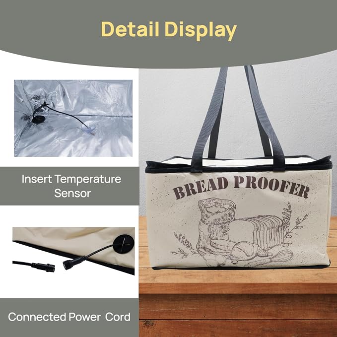 Dough Proofing Box, Bread Making Tools, with NTC Sensor Temperature and Timer Controller,Auto Shutdown Timer, Foldable Zippered Bread Proofing basket, Yogurt and Rice Wine Fermentation Box.