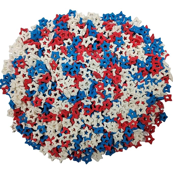 Homankit Patriotic Sprinkles Fourth of July Red White and Blue Edible Star Sprinkles for Baking Cake Cupcake Toppers Cookie Donut Dessert Decoration 2.12 Ounces