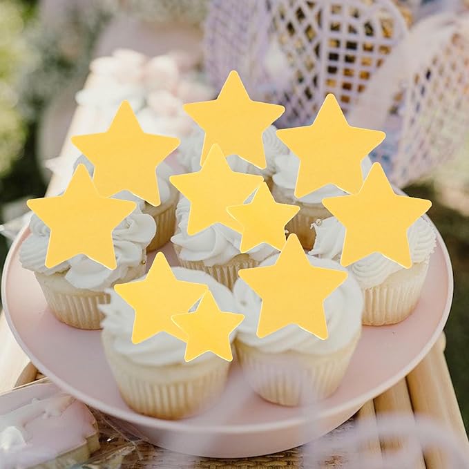 60 PCS Edible Gold Star Cupcake Toppers Edible Stars for Cake Decorating Edible Twinkle Star Cupcake Picks Baby Shower Cake Decorations for Wedding Engagement Bridal Shower Birthday Party Supplies