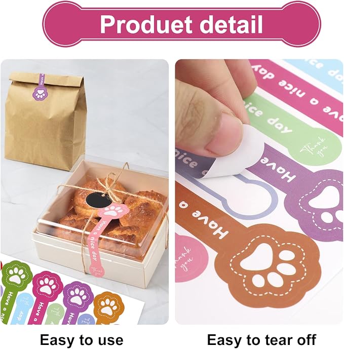 400Pcs Handmade Food Baking Seal Stickers Labels,Black Long Label Bakery Stickers,Self-Adhesive Goods Bakery Sticker Sealing Tamper-Proof Sticker for Pastry Bags Candy Cake(Long Cat Claw)