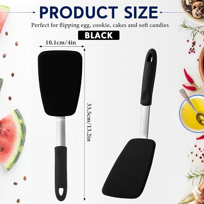 Large Silicone Spatula Flexible Silicone Cookie Spatula Heat Resistant Large Pancake Turner for Kitchen Use Nonstick Cookware No Scratch Cooking Flipper for Egg Pancake