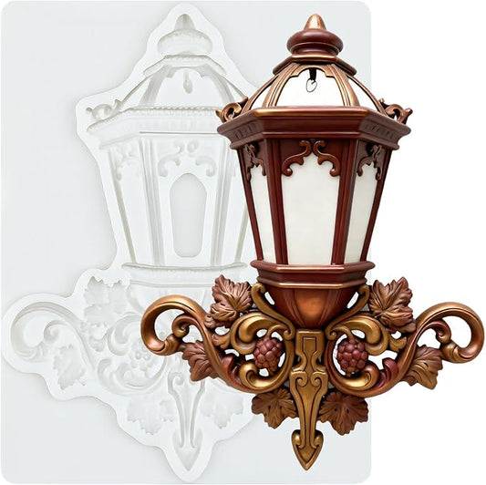 Baroque Street Lamp Silicone Molds Vintage Street Lamp Chocolate Fondant Mold for Cake Decorating Cupcake Topper Candy Polymer Clay Gum Paste