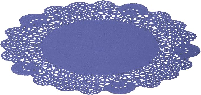 Restaurantware-Pastry Tek 8 x 8 Inch Paper Lace Doilies, 100 Round Disposable Table Doilies - Elegant Lace Finish, Long Lasting, Purple Paper Lace Doilies, for Pastries, Cupcakes, Desserts