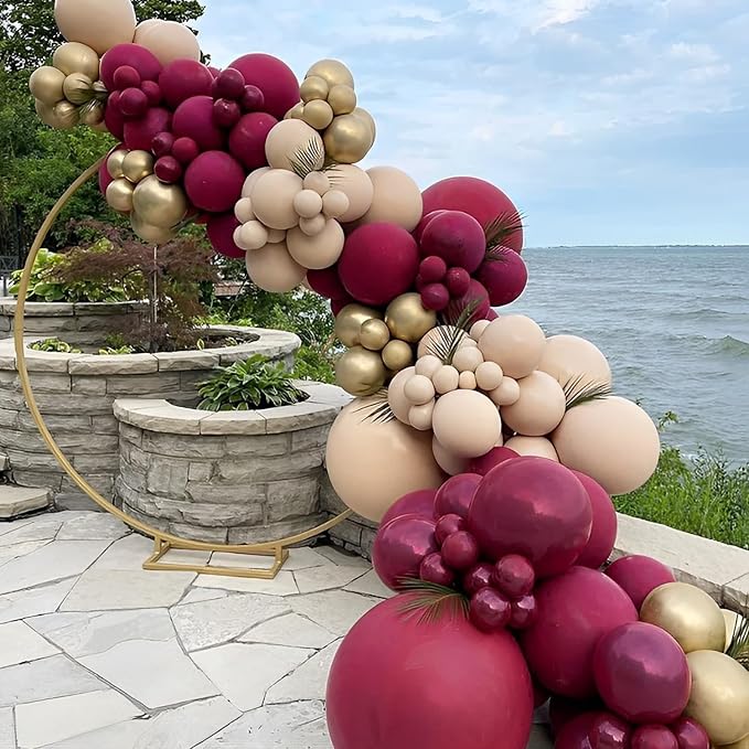 Voircoloria 105pcs Burgundy Balloons 12inch Maroon Party Latex Balloons for Birthday, Graduation, Baby Shower,Wedding, Anniversary Valentines Party Decorations
