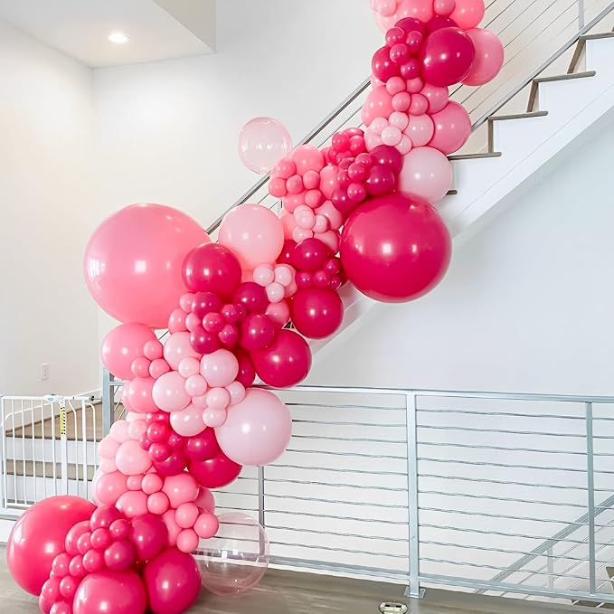 Voircoloria 105pcs Hot Pink Balloons 12inch Dark Pink Balloons for Birthday Graduation Baby Shower Wedding Anniversary Princess Theme Party Valentine's Day Decorations
