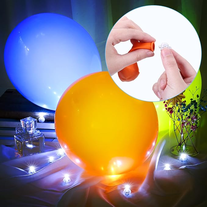 LIHAO 30pcs LED Balloon Lights Mini Round LED Ball Lights for Paper Lantern Christmas Halloween Birthday Wedding (White)