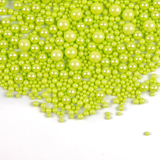 Edible Green Pearl Sprinkles, Sugar Pearl Sprinkles for Cake Decorating, 180g/6.35oz, Cupcake Toppers, Baking Cake Decorations, Cookies, Easter Wedding Party Holiday Supplies