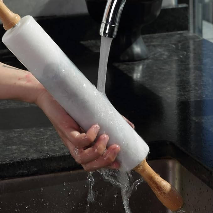 Koville Marble Rolling Pin, Non-Stick African Stone Polished Dough Roller