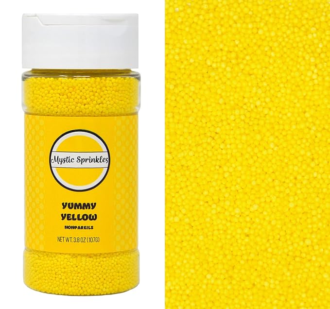 Mystic Sprinkles Solid Color Nonpareils 3.8oz Bottle (Yummy Yellow)