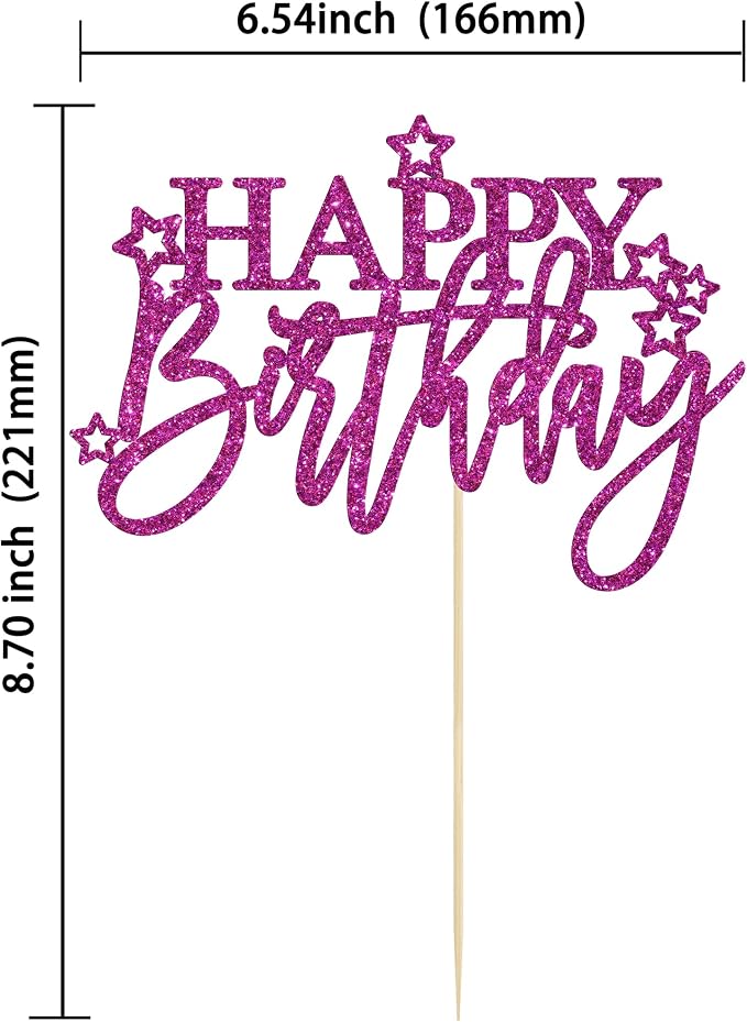 Gyufise 1Pcs Happy Birthday Cake Topper Glitter Happy Birthday Cake Pick for Celebrating Happy Birthday Anniversary Theme Party Cake Decorations Supplies Light Purple