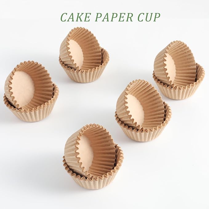 1000 Count Brown Paper cupcake Liners, Standard cupcake Liners for Baking, Natural, Food-grade Cupcake Wrapper, Greaseproof Parchment muffin Liners for Father‘s Day.(Brown, 2 Inch)
