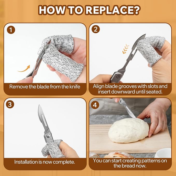 CRUIFU Bread Lame Dough Scoring Tool – Multi-Purpose Scoring Knife, Folding Bread Scorer Tool for Sourdough & Bread Baking with 10 Bread Razor Blades （Grey）