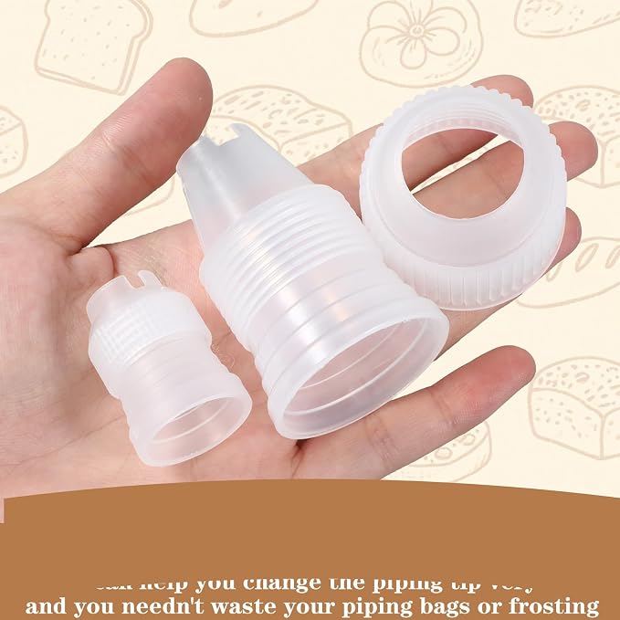 12 Pcs Plastic Couplers for Piping Bags,Size: S,L,M,XL | Piping Bag Couplers,White Piping Couplers for Icing Nozzles,Cake Piping Design