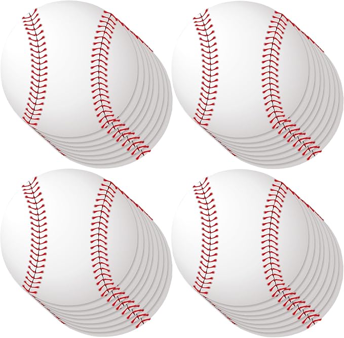Vuzvuv 60Pcs 6In Paper Baseball Party Cutouts with 120Pcs Glue Points for Wall Bulletin Board Decorations or Baseball Sport Theme Party or Classroom Decor Supplies