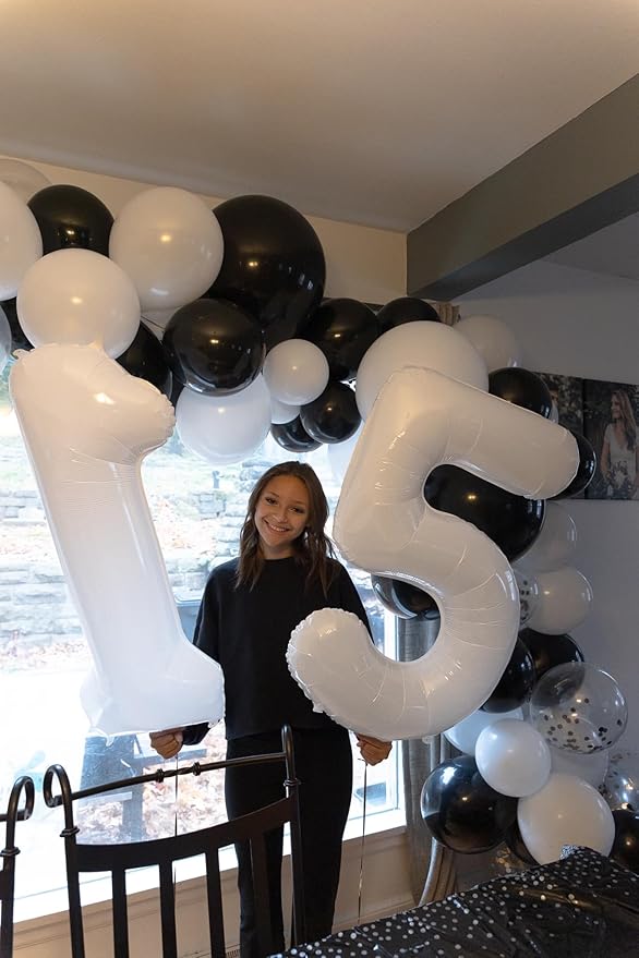 White 5 Balloon, Translucent Number Balloons 40 Inch, 5th Birthday Balloon Decorations, White Party Supplies, 5 Number Balloons, Number 5 Balloon