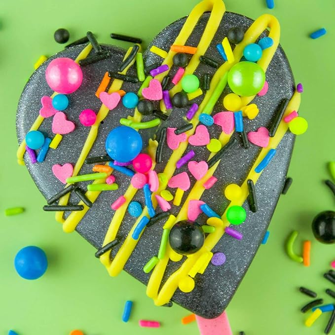 Bakebright Fancy Retro Neon Sprinkles Disco Darling Cake Mix Colorful Pink and Blue Sprinkles for Cake Cupcake Decorating Decorations 80s 90s Rock Themed Birthday Themes Parties Toppers