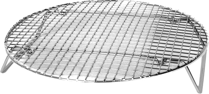TrueCraftware- 10-1/2” Round Steamer Rack/Cooling Rack Nickel Plated- Steamer Insert Steaming Rack Steam Tray Multi-functional Steamer Basket Cookware Veggie Fish Seafood Cooking