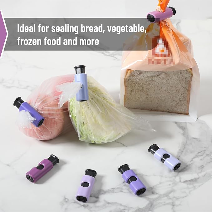 Mr. Pen- Squeeze and Lock Bread Bag Clips, 2.4 Inch, 8 Pack | Multicolor Squeeze Lock Clips, Reusable Bag Closures for Bread, Snacks, Coffee, Food Storage, Fits Thick and Thin Bags