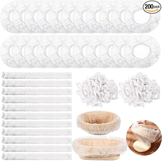 Fanfanwin 200 Pcs Banneton Liner Bread Proofing Basket Covers Non Woven Liner Non Stick Dough Bowl Covers for Bread Proofing Disposable for Rising Sourdough Supplies