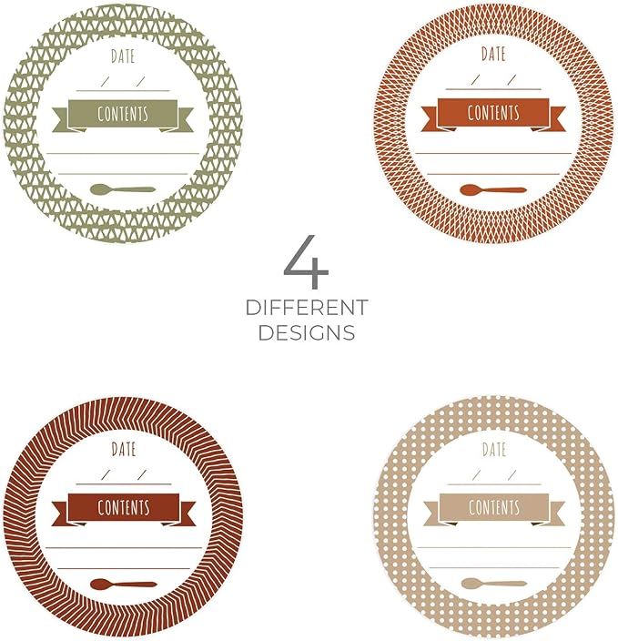 Write On Canning Labels / 250 Jar Lid Labels / 4 Earth Tone Patterned Food Preservation Labeling Designs / 2" Fill in Round Can Top Stickers/Made in The USA