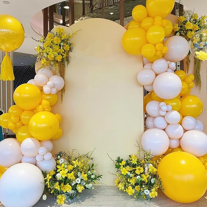 Voircoloria 90pack Lemon Yellow Balloons Different Size 18/12/10/5 Inch Yellow Balloon Garland Arch Kit for Graduation, Wedding, Birthday, Princess Theme, Baby Shower, Anniversary Party Decorations