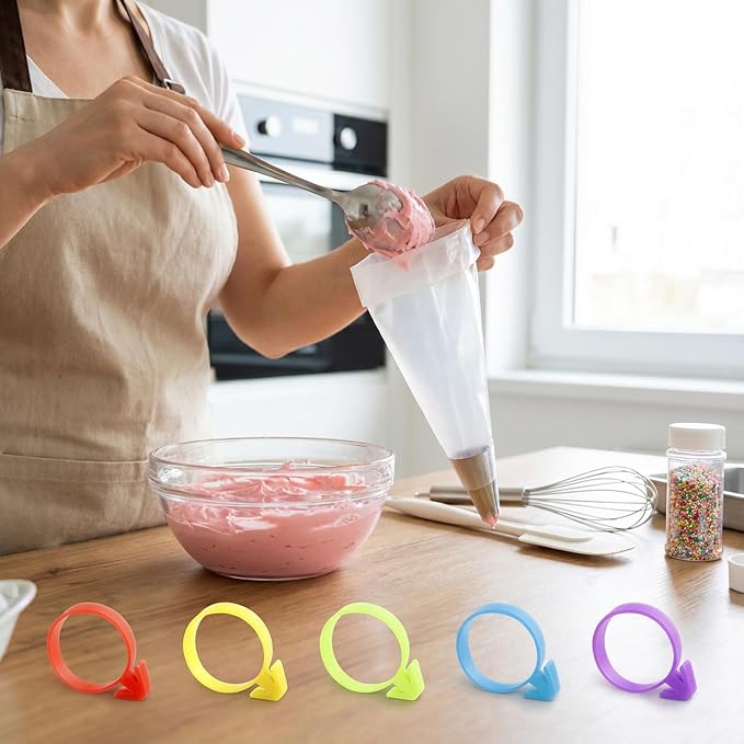 30 Pcs Pastry Bag Ties - Multicolor Silicone Icing Bag Ties -Reusable Piping Bag Ties Decoration Bag Cake and Pastry Supplies Clips Suitable for Cupcakes Cookies and Pastry Seal