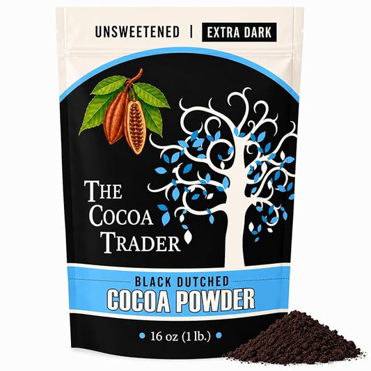 Black Cocoa Powder for Baking - Unsweetened, Extra Dark, 1 lb | Dutch Processed Cocoa Powder - Natural Jet Black Food Coloring Substitute - Alkalized, Vegan, Gluten Free, 65 Servings