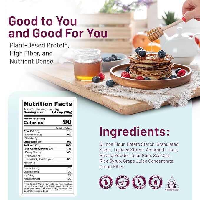 Gluvana Self-Rising Gluten-Free Baking Flour, 1 to 1 Swap for Self-Rising Wheat Flour, Nut-Free, Soy-Free & Dairy-Free, GFCO Certified, Kosher Flour, For Sweet Breads, Muffins, Cookies & More, 16 oz