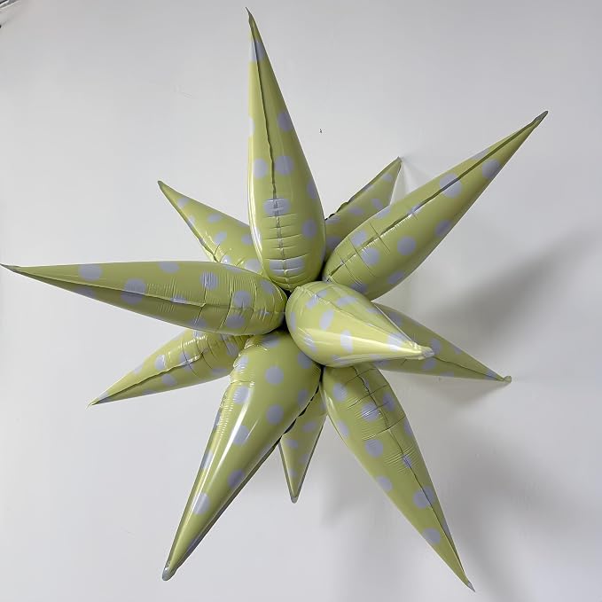 2Pcs Yellow Macaron Polka Dot Explosion Pointed Star Foil Balloons/Candy Color Balloon for Christmas, Candyland Party, Baby Shower, Unicorn Birthday, Easter/Rainbow Candy Themed Party Decorations