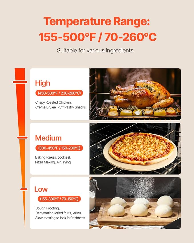 VEVOR Commercial Convection Oven, 66L/60Qt, Half-Size Conventional Oven Countertop, 1800W 4-Tier Toaster w/Front Glass Door, w/Trays Wire Racks Clip Gloves, 120V | 1800W, 4-Tier Toaster, Front Glass Door, Electric Baking Oven with Tray & Wire Racks Inc...