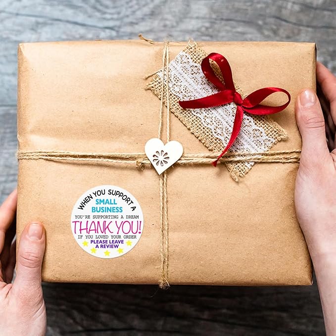 Littlefa 1.7” Please Leave a Review with Colour Design Stickers,Thank You Stickers,Bakeries Sticker,Small Business Sticker,Gift Bags Packaging 500 PCS