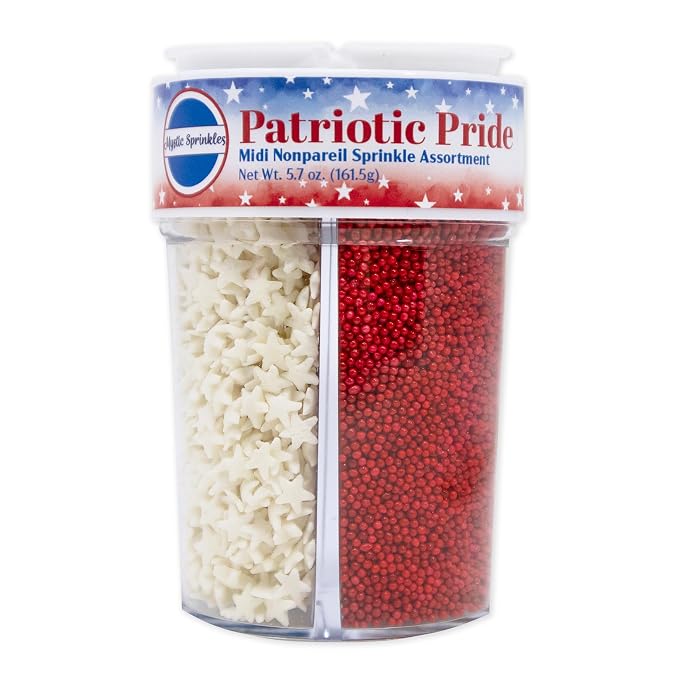 Mystic Sprinkles 4 Cell Sprinkle Assortments (Patriotic Pride Nonpareil, Midi)