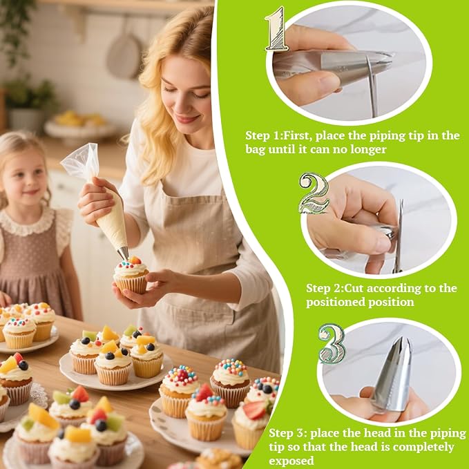 Suuker 6B Piping Tips Set, 5 Pieces Stainless Steel | Seamless, Medium Cake Decorating Tips, Frosting Icing Tips, For Cake Decorating, Cupcakes, Cookie