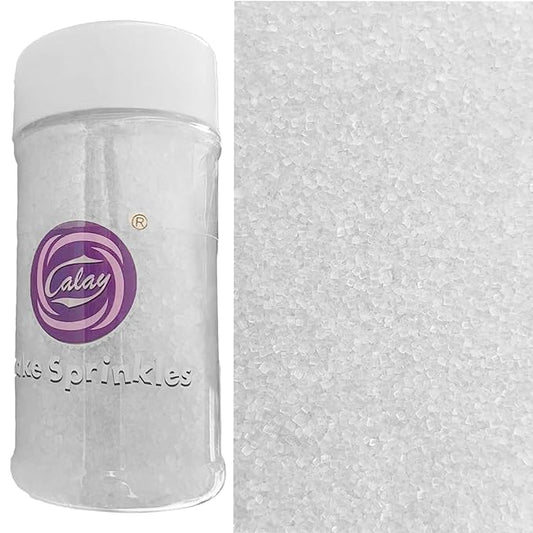 Sentovac White Sanding Sugar for Baking Edible Sparkling Coarse Sugar Crystals Sprinkles for Baking Topping Cake Cookie Cupcake Topper Ice Cream Decoration Supplies 3.2 OZ