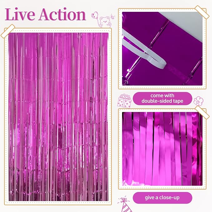 157PCS Hot Pink White Balloons Garland Arch Kit with Fringe Curtain for Wedding Engagement Anniversary Birthday Graduation Bridal Baby Shower Party Decorations