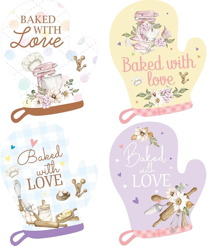 WorldBazaar Baked with Love Stickers 500pcs Oven Mitt Homemade with Love Stickers Baked Cookies Goods Packing and Wrapping Labels Business Birthday Wedding Baby Shower Christmas Party Supplies